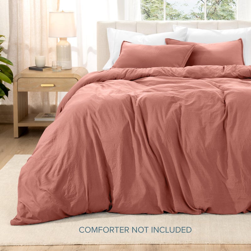 Bare Home Microfiber Duvet Cover Set - Ultra Soft Washed Microfiber - King/California King - Linen-Like Look - Easy Care - Breathable Fabric - Our Softest Duvet Cover Set (King/Cal King, Dusty Rose) - Image 3
